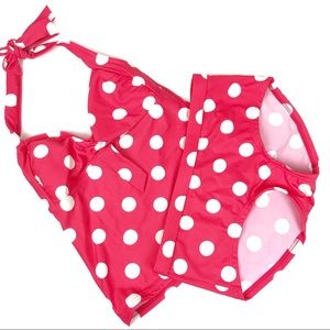 Boden Coral Pink Polka Dot Tankini Swim Set 8
